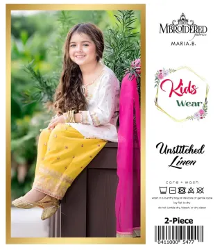  Standard Size - Girls Linen Embroidered 2-Piece Suit White