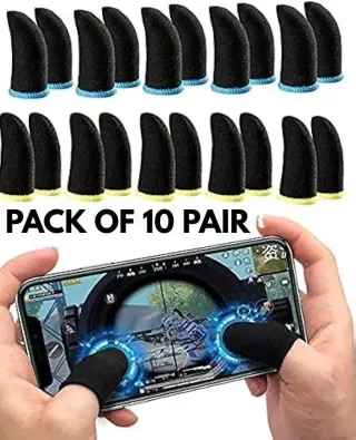 Black Gaming Thumb Sleeves 10 Pair for PUBG Free Fire