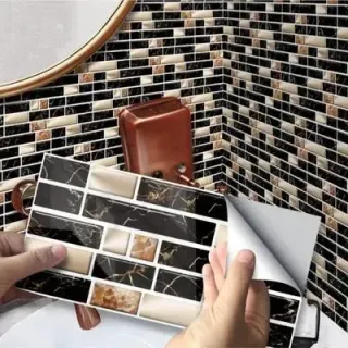 Self-Adhesive Marble Wall Stickers Black Gold