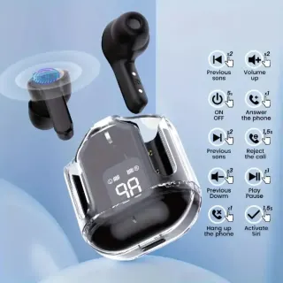 Black A31 Transparent Earbuds - Shopkarlo
