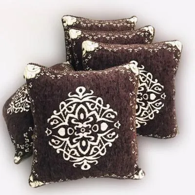 Velvet Floral Cushion Covers 5Pcs Brown White Luxury