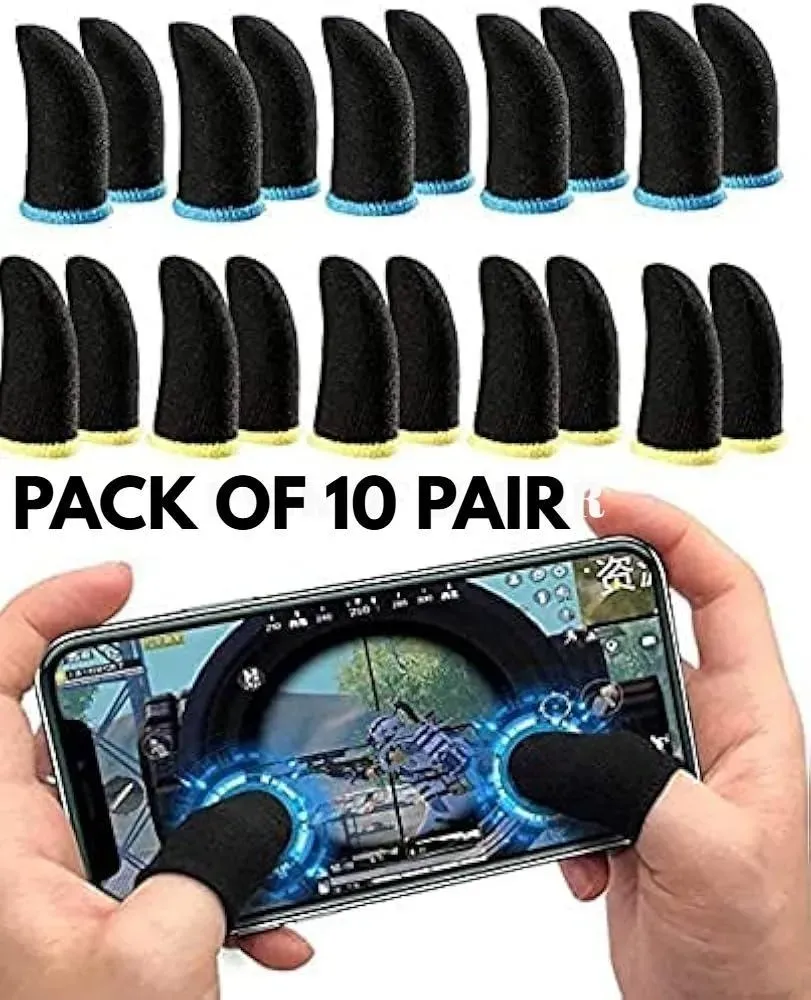Black Gaming Thumb Sleeves 10 Pair for PUBG Free Fire